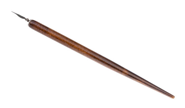 istock side view dip pen with sharp nib and brown holder 1147945715