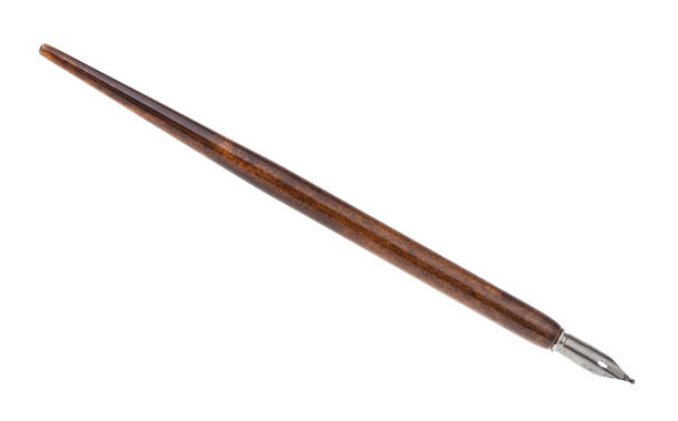 istock dip pen with point broad nib and brown penholder 1147945721
