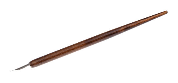 istock side view dip pen with point nib and brown holder 1147945734