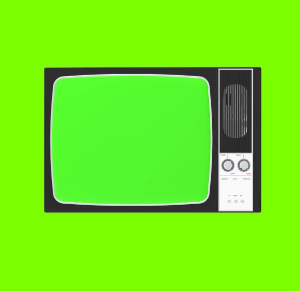istock Old television isolated on White background With Green screen, 3D Rendering 1147946555