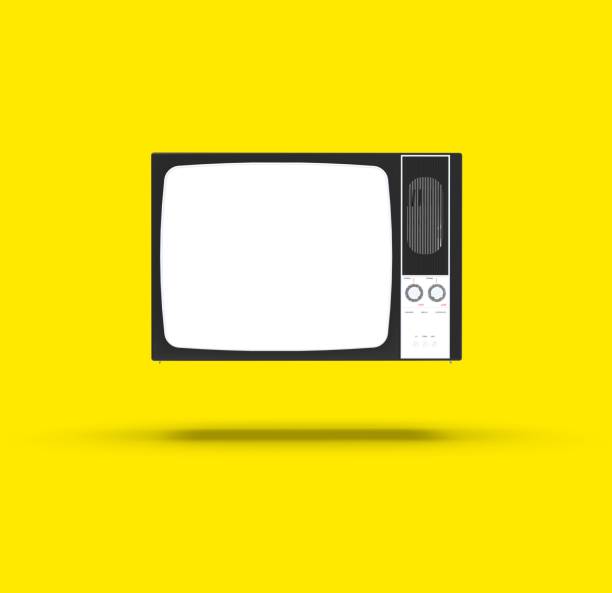 istock Old television isolated on Yellow background, 3D Rendering 1147946558