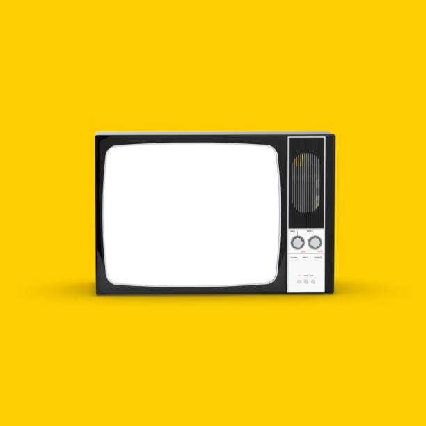 istock Old television isolated on Yellow background, 3D Rendering 1147946739