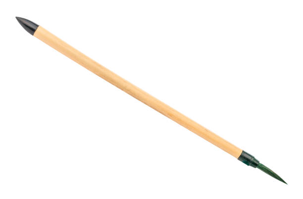 istock bamboo paint brush with green colored tip isolated 1147947536