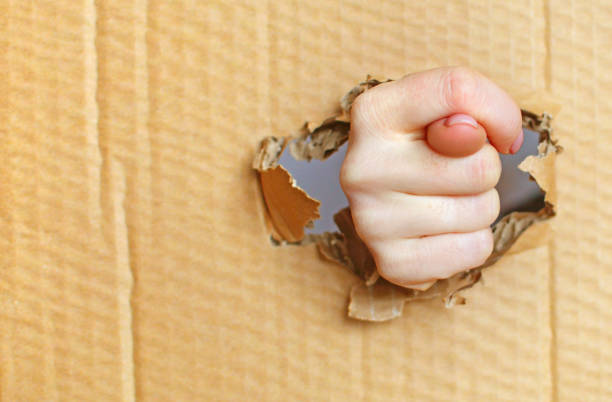 Human Hand, Fist, Punching, Front View, Cut Out