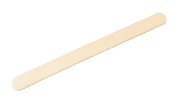 flat wooden craft ice cream stick isolated empty flat wooden craft ice cream stick isolated on white background popsicle stick stock pictures, royalty-free photos & images