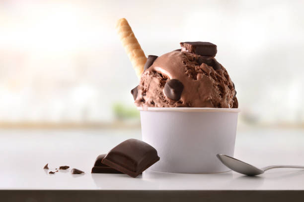istock Chocolate ice cream cup on white table homemade in kitchen 1147950825
