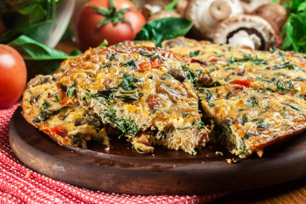 istock Frittata made of eggs, mushrooms and spinach 1147951129