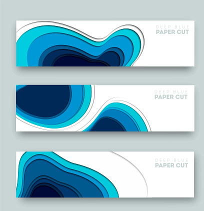 Deep Papper Cut 3d Abstract Blue Background With Deep Paper Cut Shapes Modern Vector ...