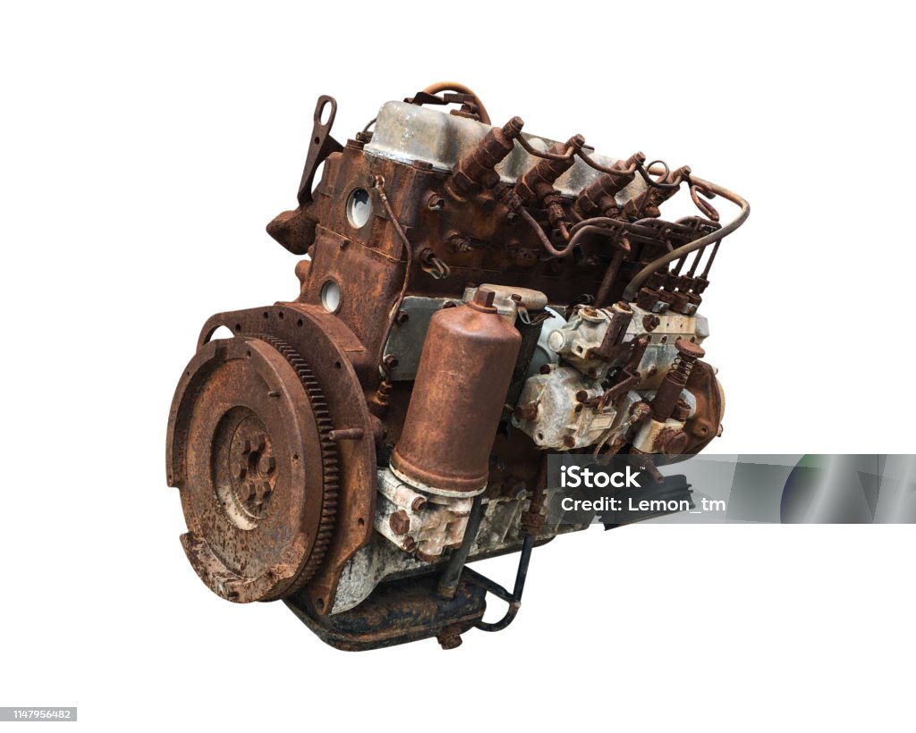 Rustic Car Engine Old Car Engine Isolated On White Background Rusty Automotive Engine ...