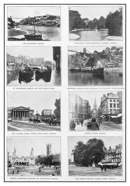ilustrații de stoc cu antic fotografie: repere bristol - bristol