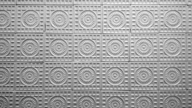 Photo of Vintage ceramic wall tiles pattern, black white