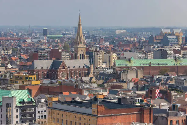 Photo of antwerpen belgium cityscape from above