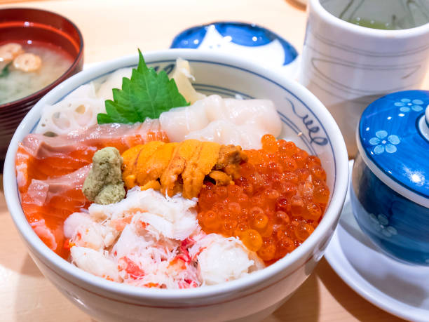 istock Mix sashimi over rice bowl 3 1147960762