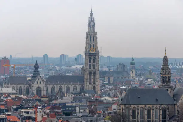 Photo of antwerpen belgium cityscape from above