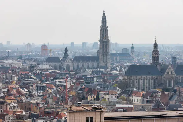Photo of antwerpen belgium cityscape from above