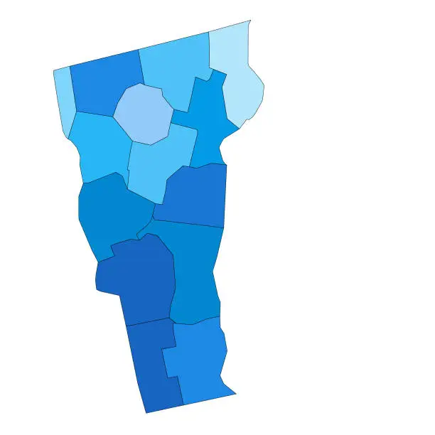 Vector illustration of Vermont state map with counties