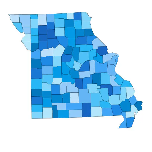 Vector illustration of Missouri state map with counties