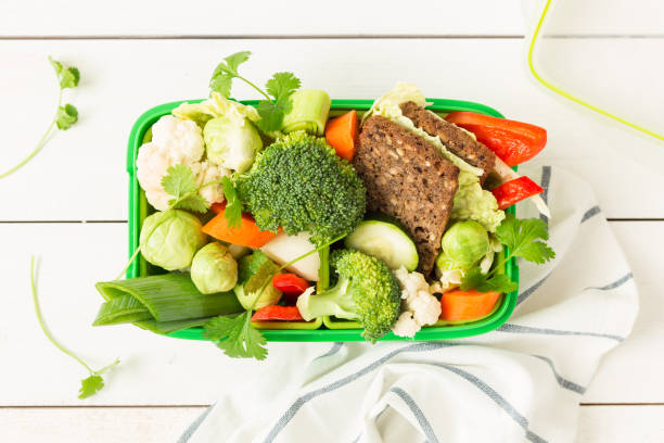 istock School or picnic lunch box with sandwich and vegetables 1147963439