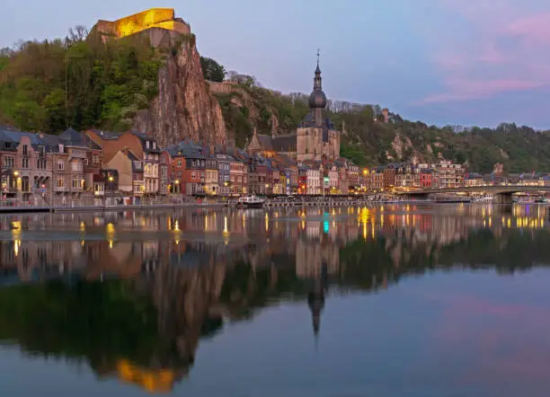 Water reflection of Dinant, Belgium