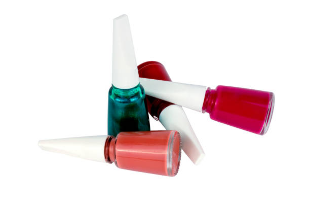 istock Nail lacquer polish bottles and nail brushes 1147963535