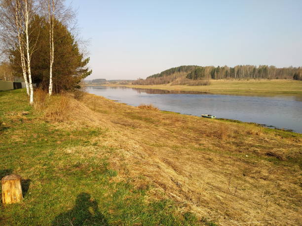 istock Spring sunny morning on the river bank 1147965191