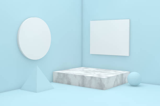 istock Abstract Minimal Winner Podium Concept, Empty Showroom, Product stand on blue background 1147965493