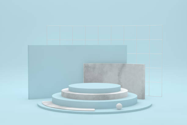 istock Abstract Minimal Winner Podium Concept, Empty Showroom, Product stand on blue background 1147965553