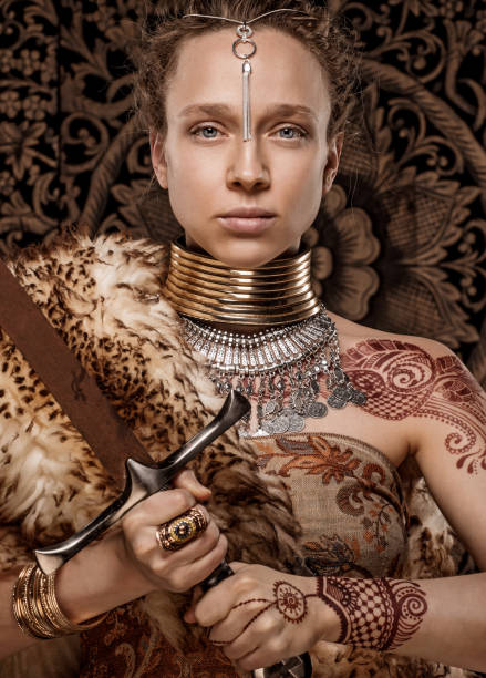 istock Beautiful Blonde Ethnic Warrior Woman 1147966268