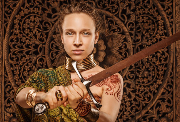 istock Beautiful Blonde Ethnic Warrior Woman 1147966270