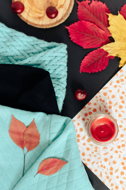 istock autumn Flat lay with yellow leaves one 1147966492