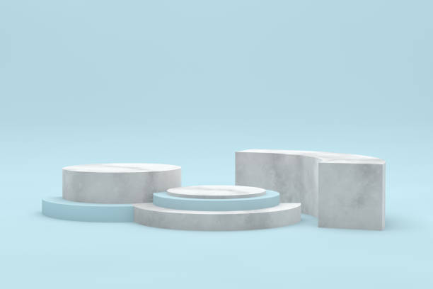 istock Abstract Minimal Winner Podium Concept, Empty Showroom, Product stand on blue background 1147966549