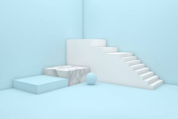 istock Abstract Minimal Winner Podium Concept, Empty Showroom, Product stand on blue background 1147966732