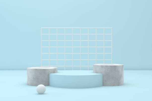 istock Abstract Minimal Winner Podium Concept, Empty Showroom, Product stand on blue background 1147966734