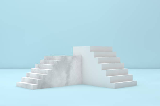istock 3D Geometric Shapes Abstract Minimal Background, Stairs, Ladder, Podium 1147966735
