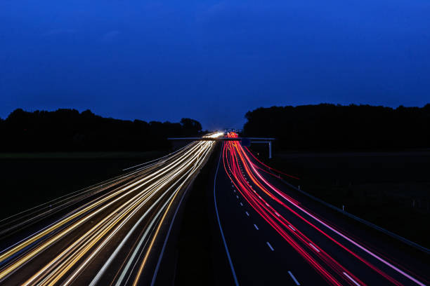 istock Night time traffic on highway 1147972181
