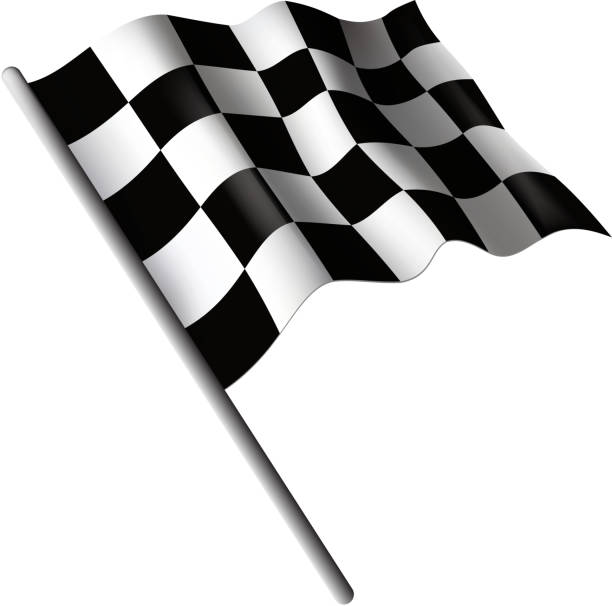 ilustrações, clipart, desenhos animados e ícones de sinal checkered da bandeira - checkered flag flag auto racing starting line