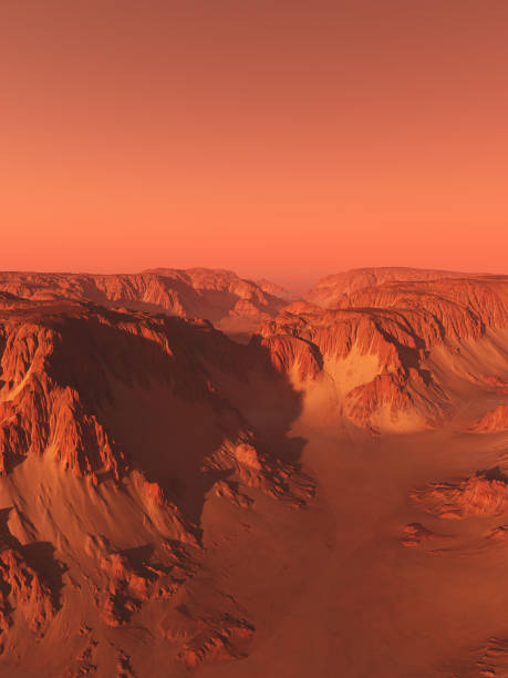 화성에 있는 협곡 스톡 사진