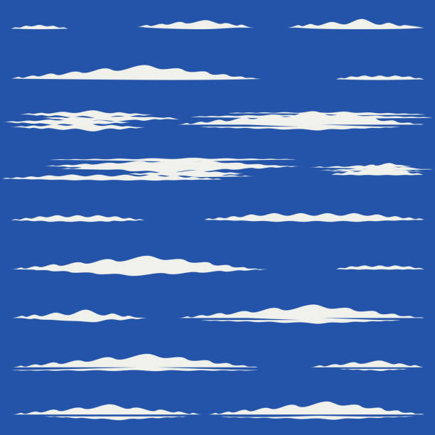 Flat design of lengthwise cirrus clouds Collection of wispy cirrus clouds with no shading elements. cirrus stock illustrations