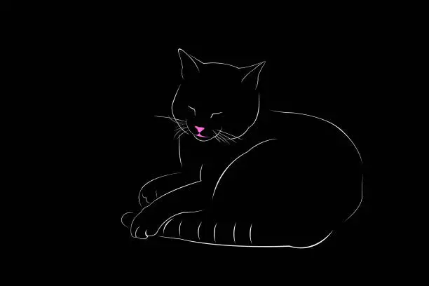 Vector illustration of Sleeping Cat Illustration