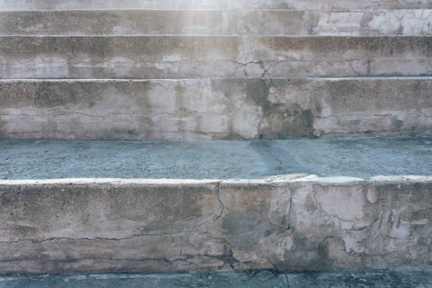 illuminated concrete staircase from above, abstract background