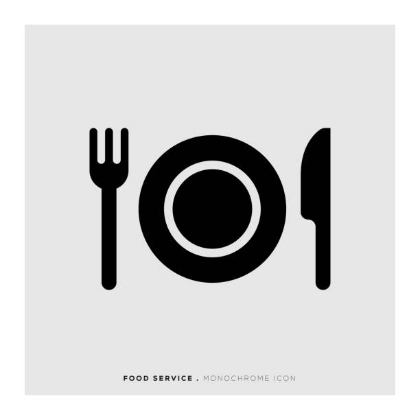 Food Service Monochrome Icon Food Service Monochrome Icon lunch icons stock illustrations