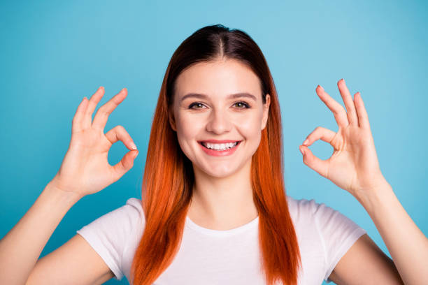 istock Close up photo nice charming cute pretty people youngster feedback agree choose decide recommend news discount information promo offer excited satisfied candid t-shirt isolated blue background 1147982315