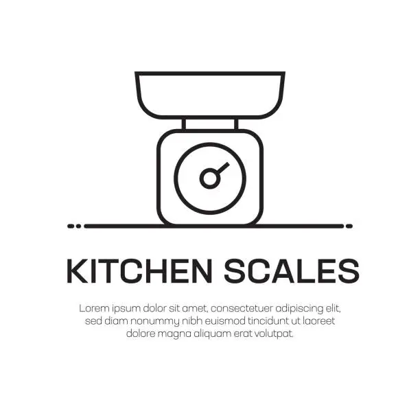 Vector illustration of Kitchen Scales Vector Line Icon - Simple Thin Line Icon, Premium Quality Design Element