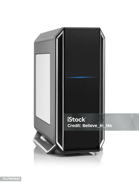 Computer System Image Black Modern Black Computer System Unit Isolated A On White Stock Photo ...