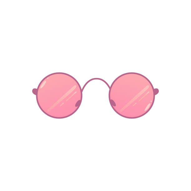 illustrazioni stock, clip art, cartoni animati e icone di tendenza di icona degli oggetti di scena della cabina fotografica per occhiali da sole retrò vettoriali - pink glasses