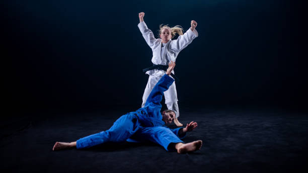 istock Judo player winning judo match 1147997090
