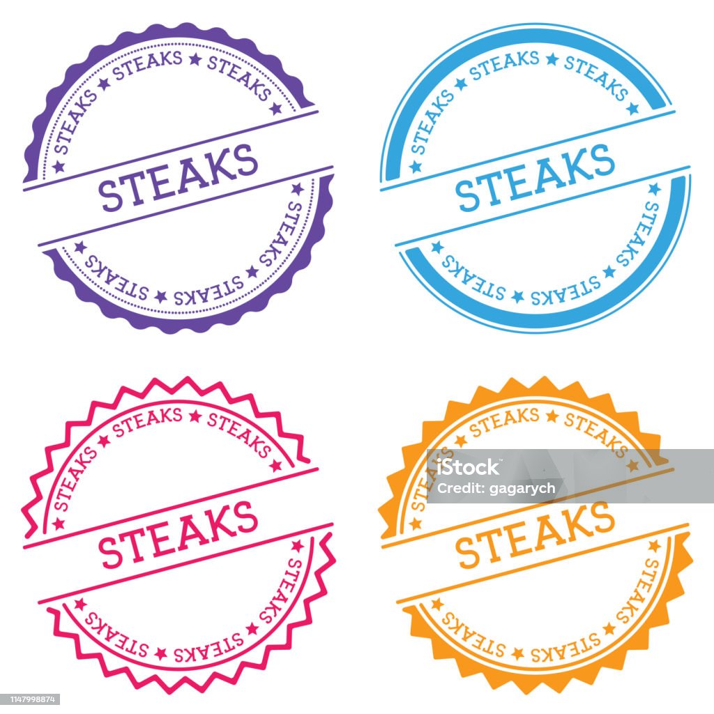 Steaks badge isolated on white background. Steaks badge isolated on white background. Flat style round label with text. Circular emblem vector illustration. Art stock vector