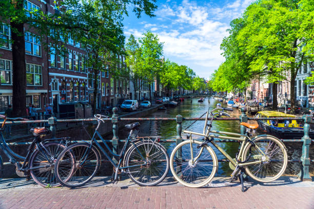istock Bicycles parked on a bridge in Amsterdam 1148002087