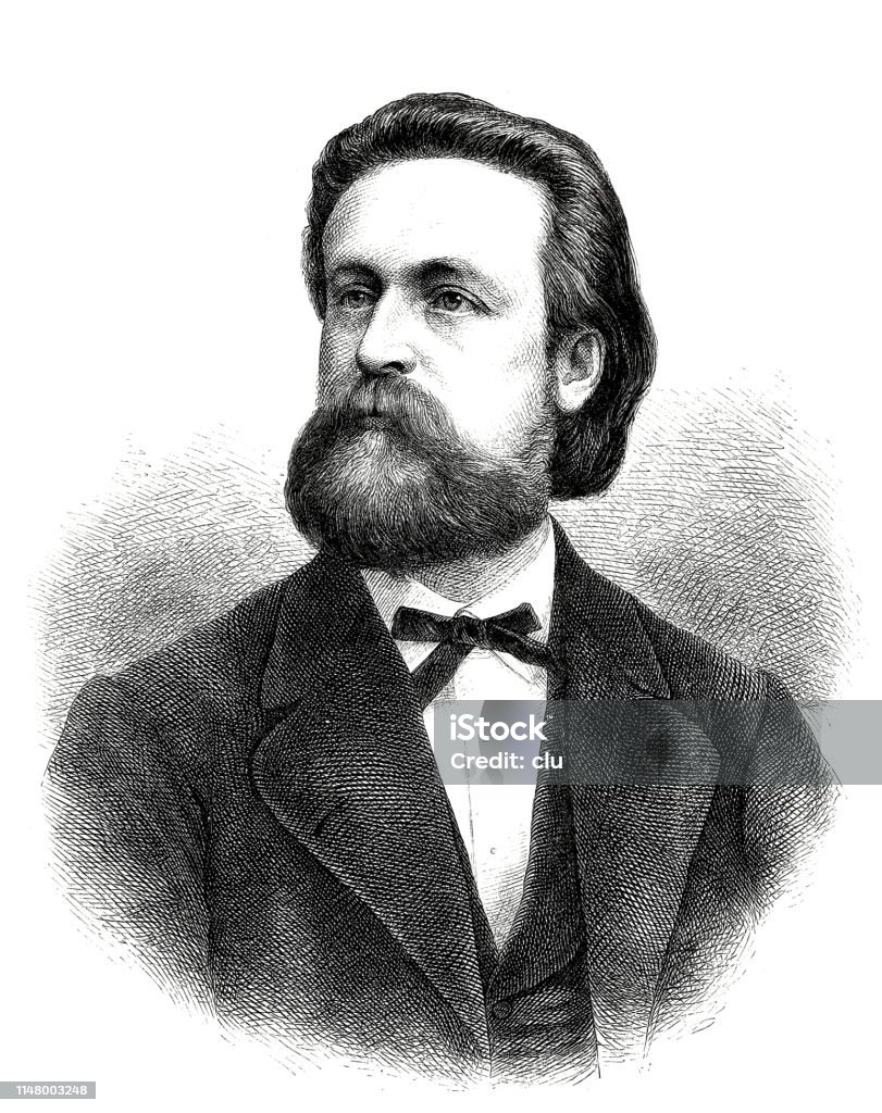 Ernst Scherenberg, German poet, 1839-1905 Illustration from 19th century 19th Century stock illustration
