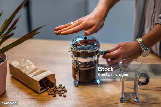 French Press Coffee Stock Photo - Download Image Now - French Press, Coffee - Drink, Cafe